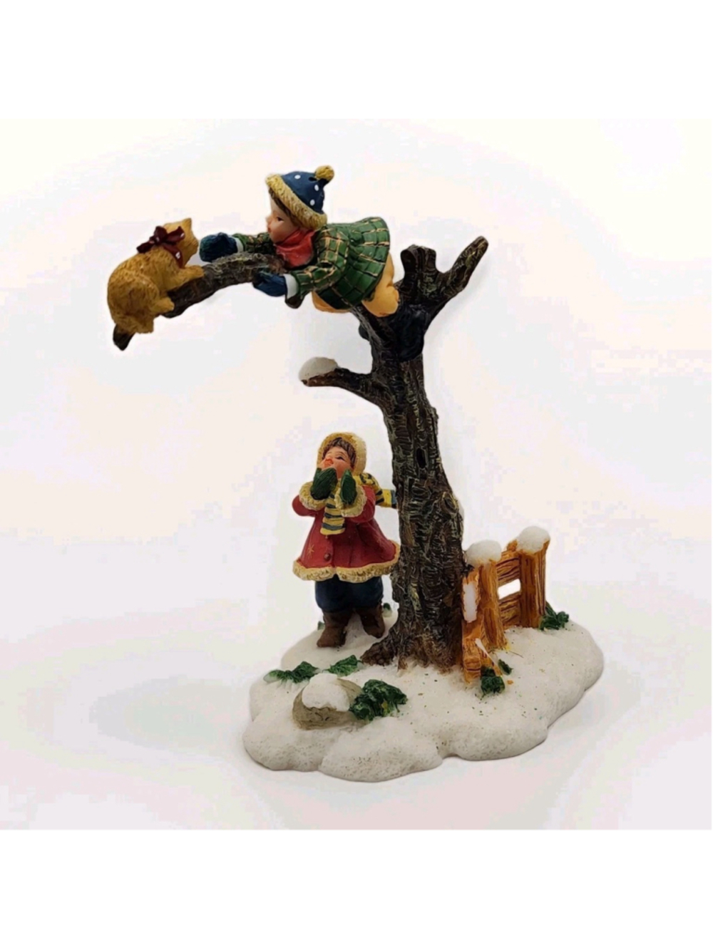 Holiday Time Cat in Tree Christmas Accessory Figurine